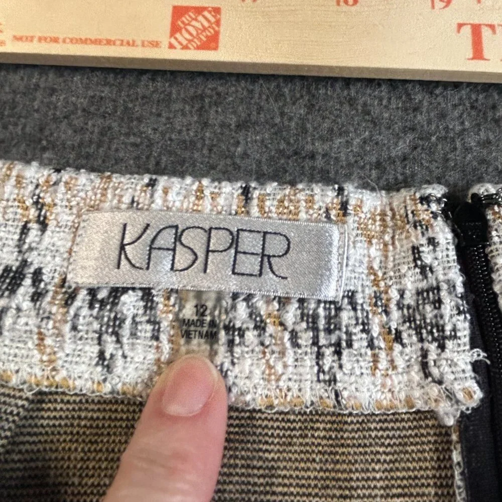 Kasper Tweed‎ Pencil Skirt Size Ivory Zipper Fully Lined  Sz 12 Comfort Waist